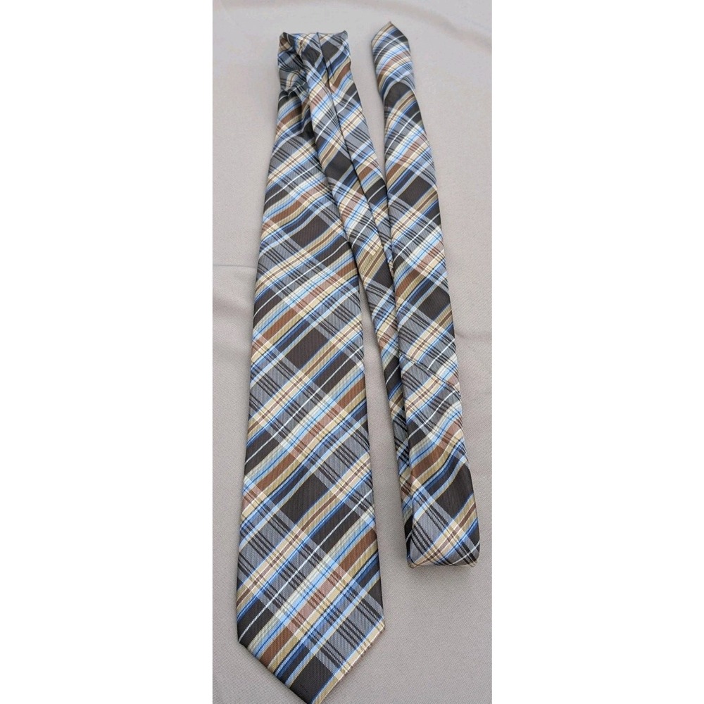 Alexander Julian Colours 100% Polyester Blue White Black Checkered Neck Tie‎